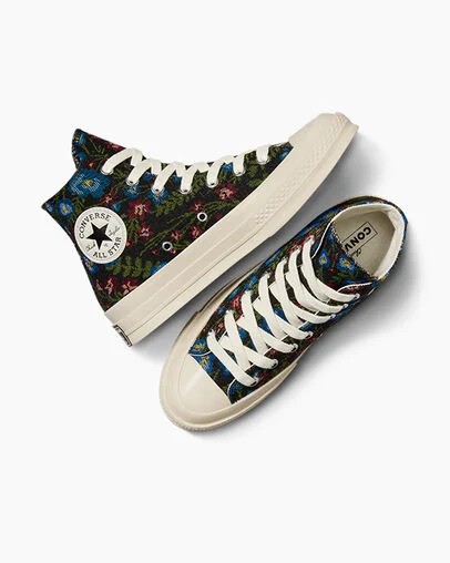 Converse Chuck 70 Floral Tapestry Women Sneakers Black / Beige White USA | C-20863519