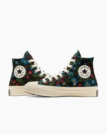 Converse Chuck 70 Floral Tapestry Women Sneakers Black / Beige White USA | C-20863519