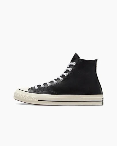 Converse Chuck 70 Leather Men Sneakers Black / White USA | C-91258049