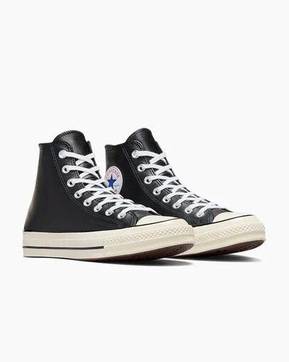 Converse Chuck 70 Leather Men Sneakers Black / White USA | C-91258049