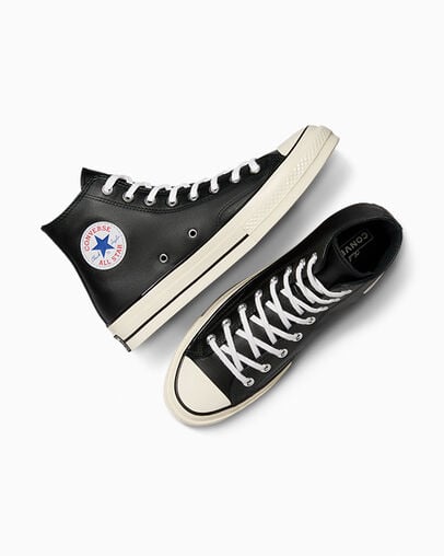 Converse Chuck 70 Leather Men Sneakers Black / White USA | C-91258049