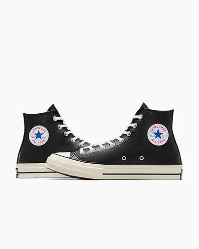 Converse Chuck 70 Leather Men Sneakers Black / White USA | C-91258049