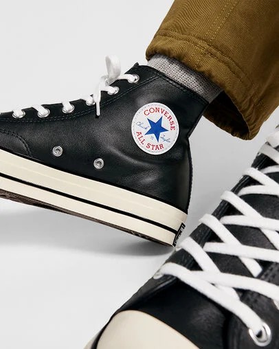 Converse Chuck 70 Leather Men Sneakers Black / White USA | C-91258049