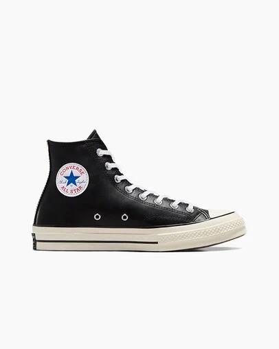 Converse Chuck 70 Leather Men Sneakers Black / White USA | C-91258049