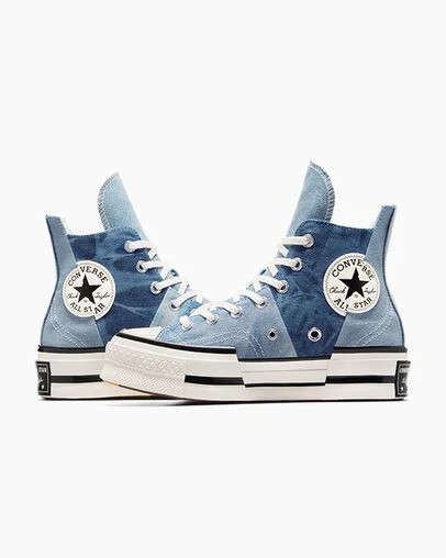 Converse Chuck 70 Plus Distressed Denim Men Sneakers Navy / Black USA | C-54983609