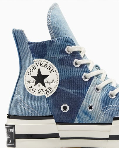 Converse Chuck 70 Plus Distressed Denim Men Sneakers Navy / Black USA | C-54983609