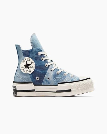 Converse Chuck 70 Plus Distressed Denim Men Sneakers Navy / Black USA | C-54983609