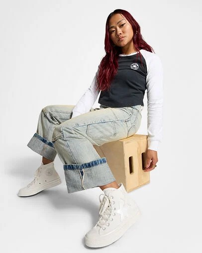 Converse Chuck 70 Stars Women Sneakers White / Beige USA | C-30489619