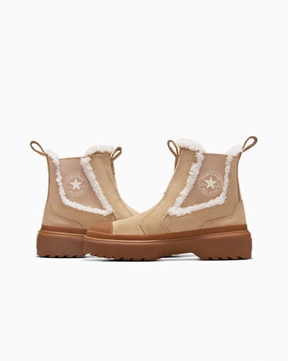 Converse Chuck Taylor All Star Chelsea Lugged Suede Kids' Sneakers Light Brown USA | C-79536219