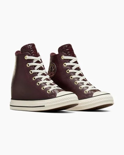 Converse Chuck Taylor All Star Classic Wedge Leather Women Sneakers Burgundy / Black USA | C-63045289
