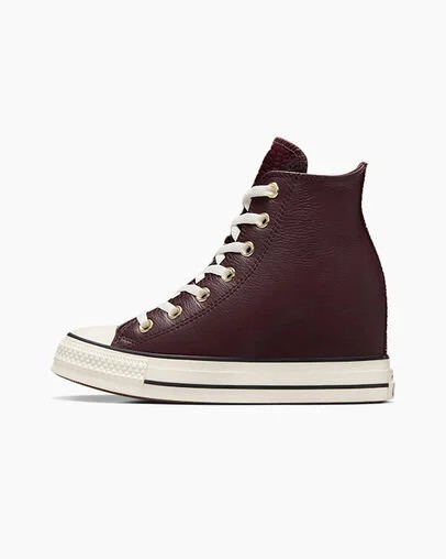 Converse Chuck Taylor All Star Classic Wedge Leather Women Sneakers Burgundy / Black USA | C-51462879