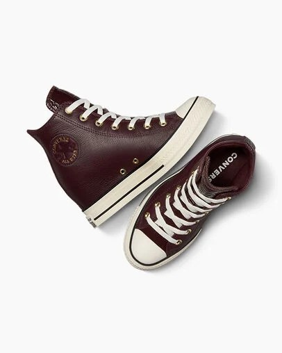 Converse Chuck Taylor All Star Classic Wedge Leather Women Sneakers Burgundy / Black USA | C-51462879