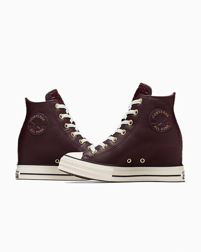 Converse Chuck Taylor All Star Classic Wedge Leather Women Sneakers Burgundy / Black USA | C-51462879