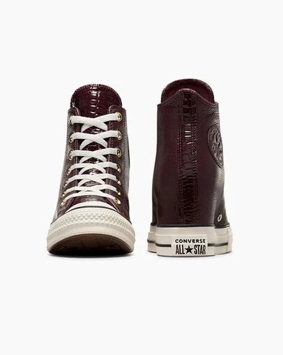 Converse Chuck Taylor All Star Classic Wedge Leather Women Sneakers Burgundy / Black USA | C-51462879