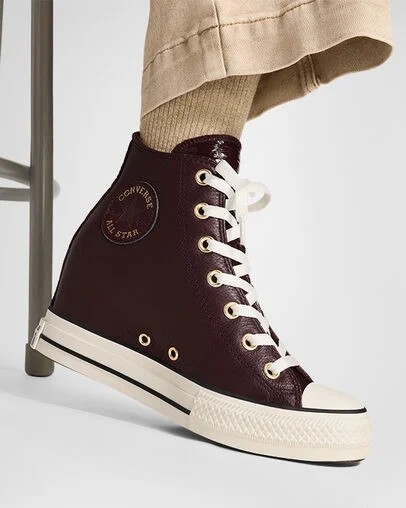 Converse Chuck Taylor All Star Classic Wedge Leather Women Sneakers Burgundy / Black USA | C-51462879