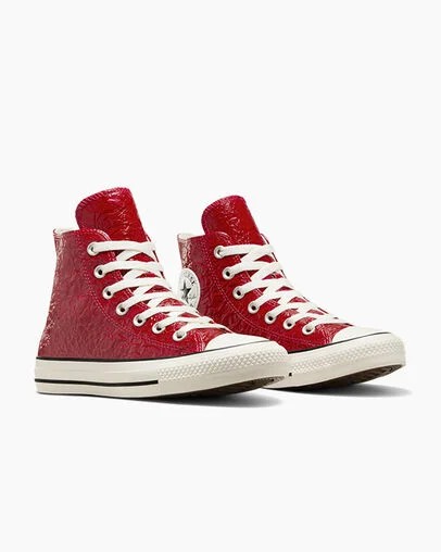 Converse Chuck Taylor All Star Crinkled Leather Women Sneakers Red USA | C-30418279