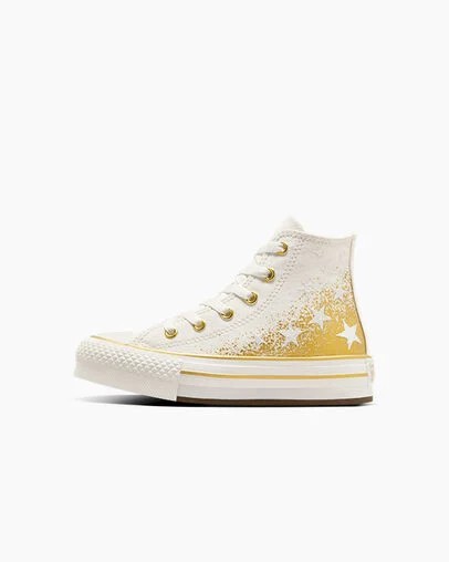 Converse Chuck Taylor All Star EVA Lift Kids' Platform Shoes White / Gold USA | C-26197809