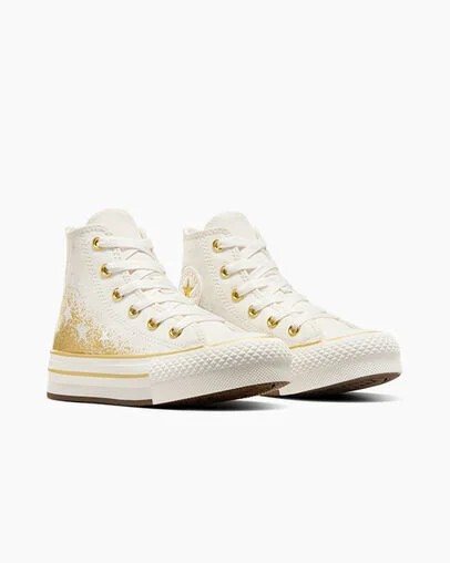 Converse Chuck Taylor All Star EVA Lift Kids' Platform Shoes White / Gold USA | C-26197809