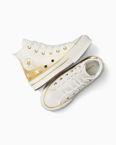 Converse Chuck Taylor All Star EVA Lift Kids' Platform Shoes White / Gold USA | C-26197809
