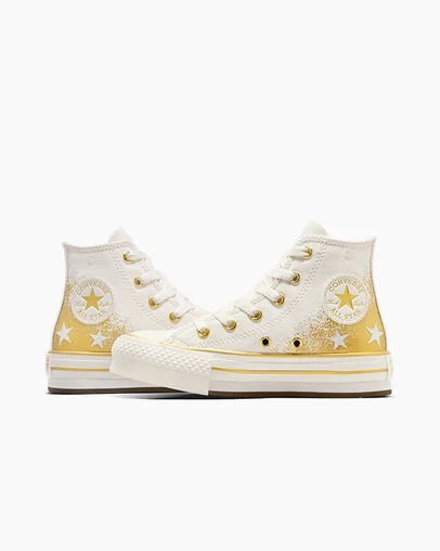 Converse Chuck Taylor All Star EVA Lift Kids' Platform Shoes White / Gold USA | C-26197809