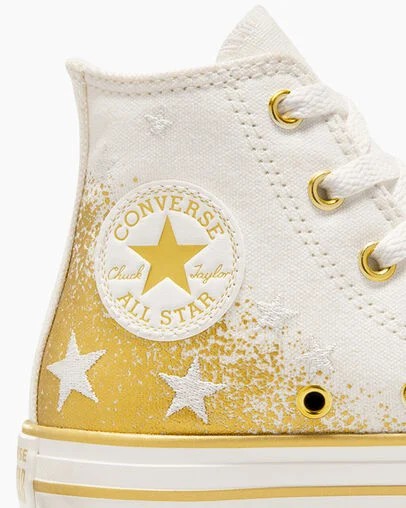 Converse Chuck Taylor All Star EVA Lift Kids' Platform Shoes White / Gold USA | C-26197809