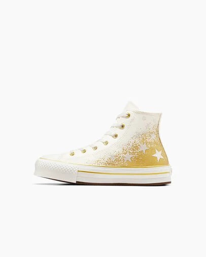 Converse Chuck Taylor All Star EVA Lift Kids' Platform Shoes White / Gold USA | C-86790519
