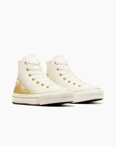 Converse Chuck Taylor All Star EVA Lift Kids' Platform Shoes White / Gold USA | C-86790519
