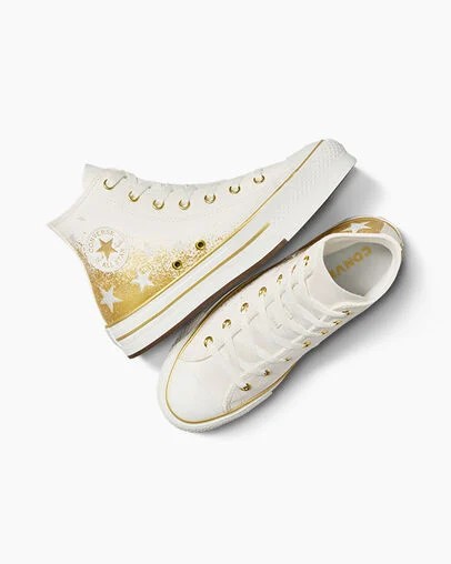 Converse Chuck Taylor All Star EVA Lift Kids' Platform Shoes White / Gold USA | C-86790519