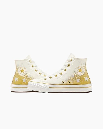 Converse Chuck Taylor All Star EVA Lift Kids' Platform Shoes White / Gold USA | C-86790519
