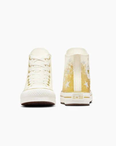 Converse Chuck Taylor All Star EVA Lift Kids' Platform Shoes White / Gold USA | C-86790519