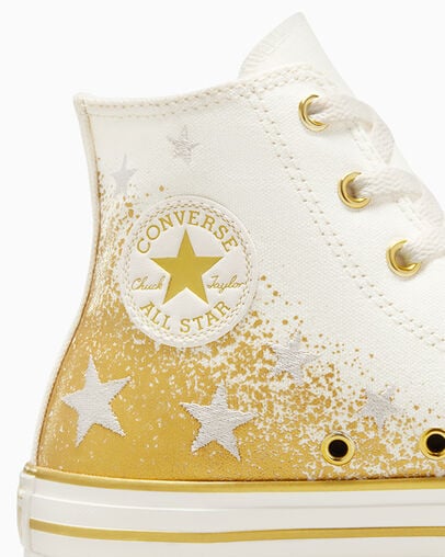 Converse Chuck Taylor All Star EVA Lift Kids' Platform Shoes White / Gold USA | C-86790519
