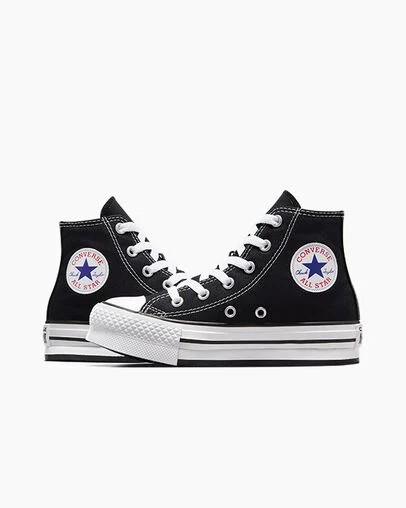 Converse Chuck Taylor All Star EVA Lift Kids' Platform Shoes Black / White USA | C-02619389