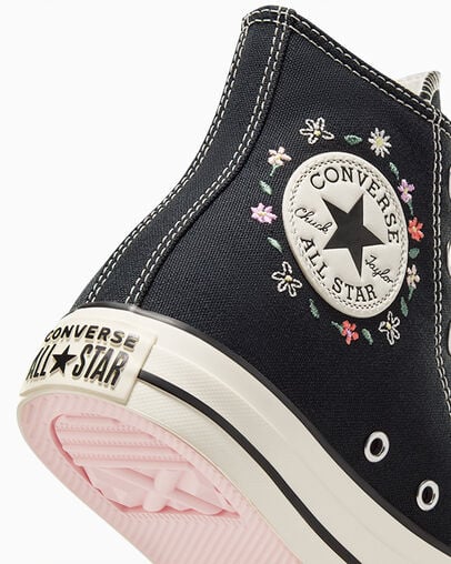 Converse Chuck Taylor All Star Embroidered Little Women Sneakers Black USA | C-18342699