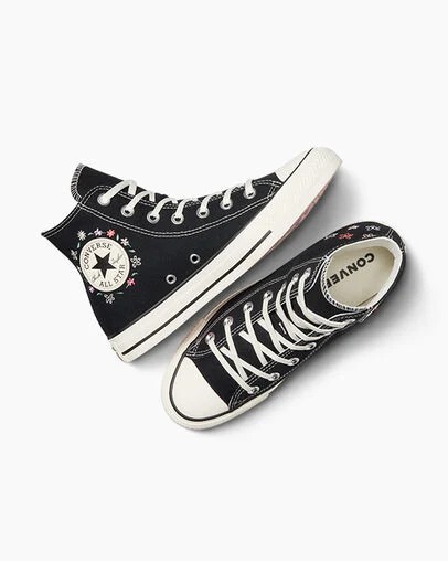 Converse Chuck Taylor All Star Embroidered Little Women Sneakers Black USA | C-18342699