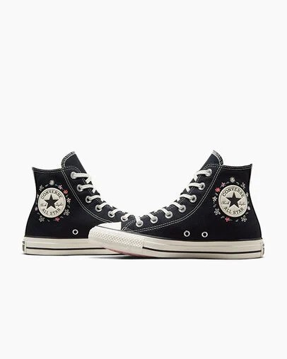 Converse Chuck Taylor All Star Embroidered Little Women Sneakers Black USA | C-18342699