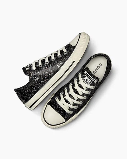 Converse Chuck Taylor All Star Glitter Women Sneakers Black USA | C-28415639