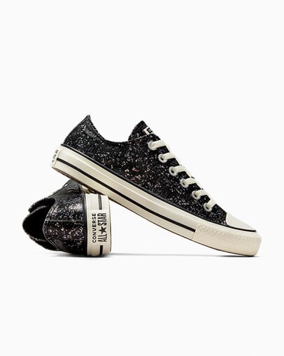 Converse Chuck Taylor All Star Glitter Women Sneakers Black USA | C-28415639