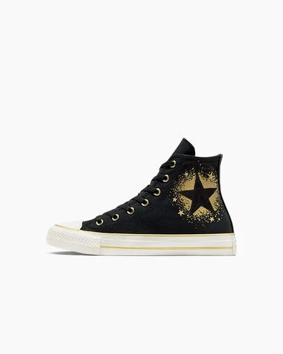 Converse Chuck Taylor All Star Gold Metallic Kids' Sneakers Black / Gold / White USA | C-70842169