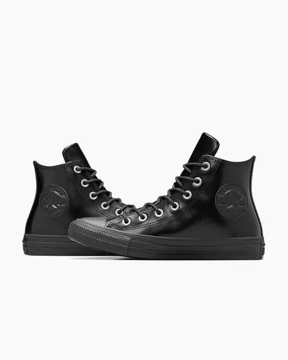 Converse Chuck Taylor All Star Leather Women Sneakers Black / Black USA | C-06254919