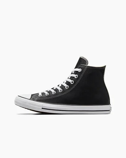 Converse Chuck Taylor All Star Leather Women Sneakers Black USA | C-43028769
