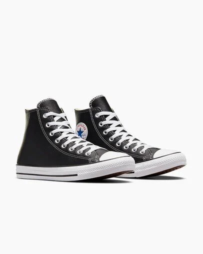Converse Chuck Taylor All Star Leather Women Sneakers Black USA | C-43028769