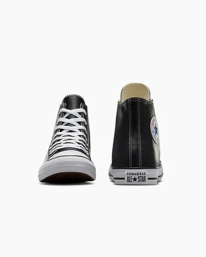 Converse Chuck Taylor All Star Leather Women Sneakers Black USA | C-43028769