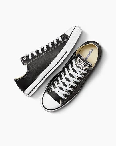 Converse Chuck Taylor All Star Leather Women Tennis Shoes Black USA | C-93162479