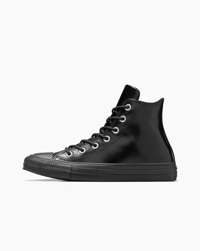 Converse Chuck Taylor All Star Leather Women Sneakers Black / Black USA | C-79165349
