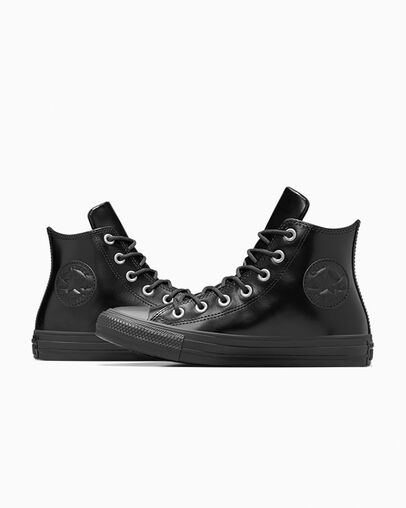 Converse Chuck Taylor All Star Leather Women Sneakers Black / Black USA | C-79165349