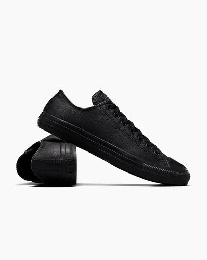 Converse Chuck Taylor All Star Leather Women Tennis Shoes Black USA | C-79456809