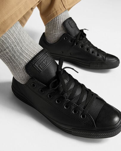 Converse Chuck Taylor All Star Leather Women Tennis Shoes Black USA | C-79456809