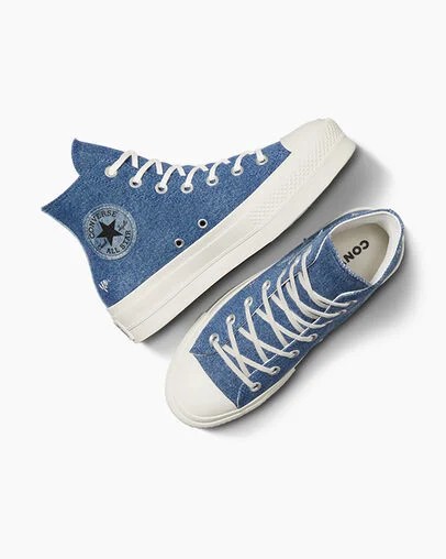 Converse Chuck Taylor All Star Lift Denim Women Sneakers Navy USA | C-49278309