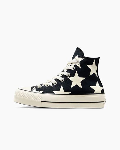 Converse Chuck Taylor All Star Lift Large Stars Women Sneakers Black / Beige White USA | C-76859429