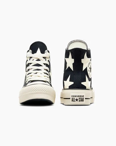 Converse Chuck Taylor All Star Lift Large Stars Women Sneakers Black / Beige White USA | C-76859429